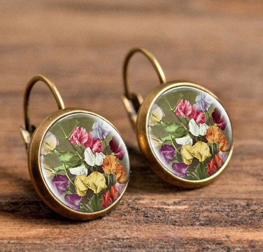 Whimsy in Bloom – Round Floral Accent Earrings