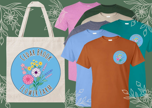NEW - Cedar Brook FlowerFarm- Tshirt and Tote - Deal
