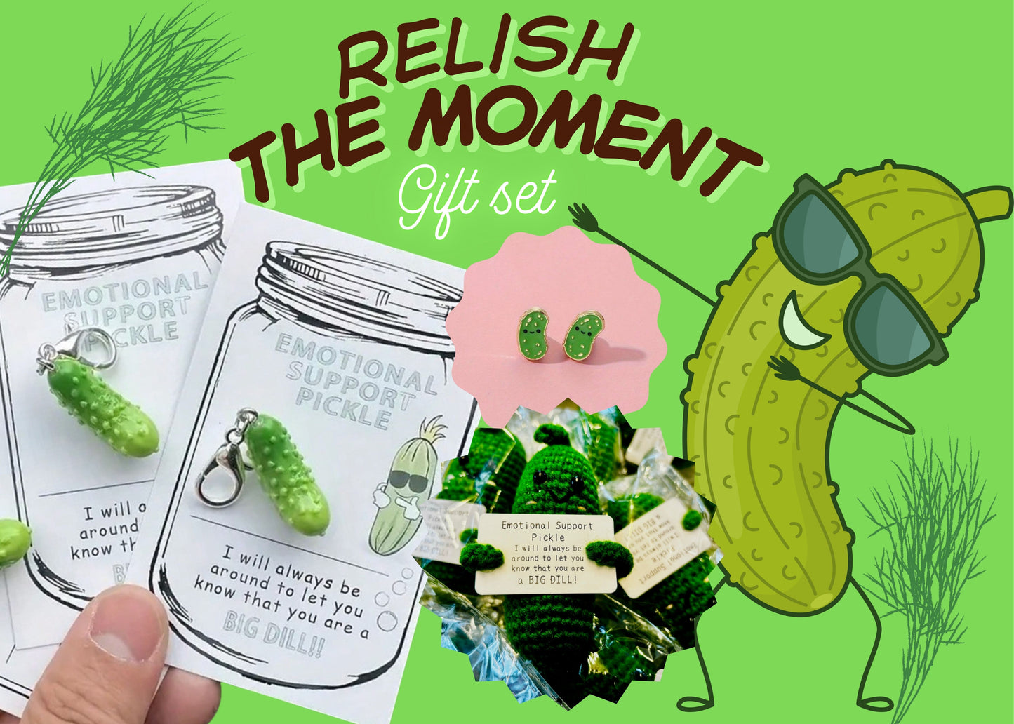 NEW -Tiny & Mighty -  Positive Support Pickle -Gift set